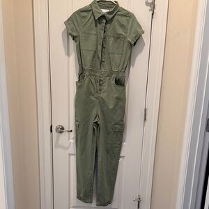 Celebrity Pink Sage Green Button-Up Jumpsuit